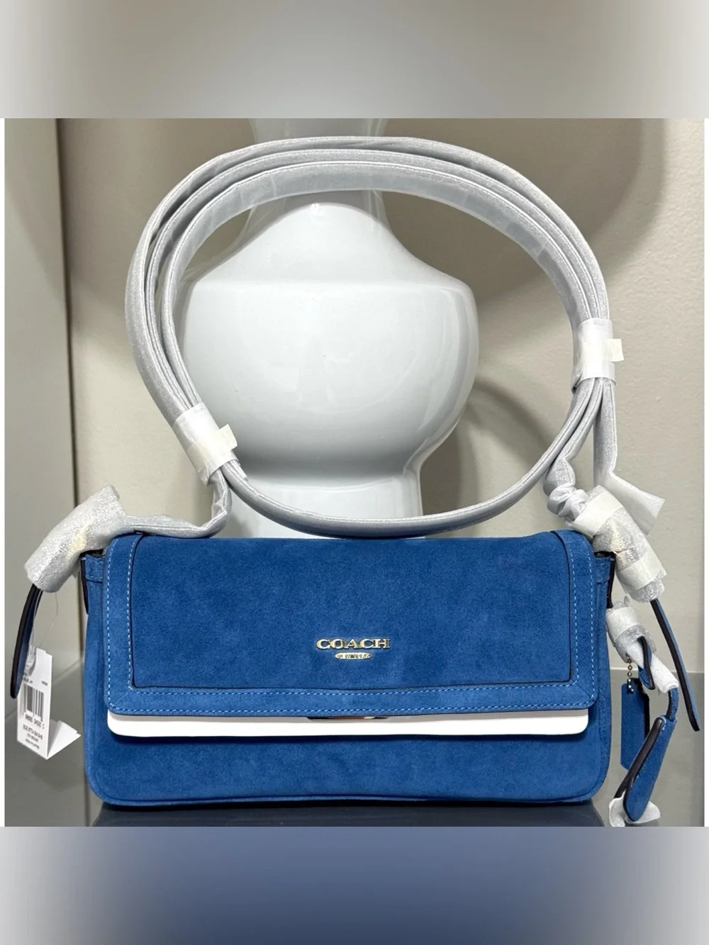 COACH Etta Small Flap Shoulder Bag, BLUE JAY
